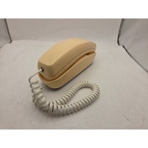 Vintage Push Button Telephone ITT Trimline Tan Phone With White Cord - WORKS